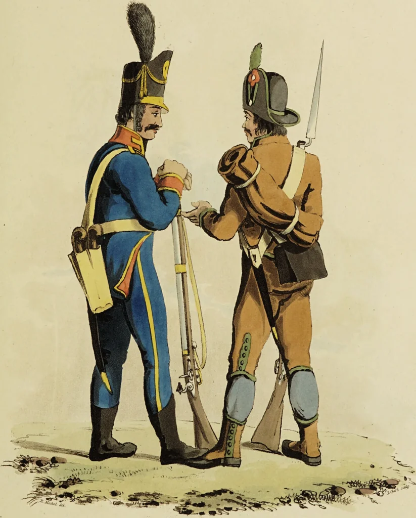 An illustration from Sketches of the country, character, and costume, in Portugal and Spain, made during the campaign, and on the route of the British army, in 1808 and 1809 / Engraved and coloured from the drawings by the Rev. William Bradford ... ; with incidental illustration, and appropriate descriptions, of each subject., 1809, leaf 189
