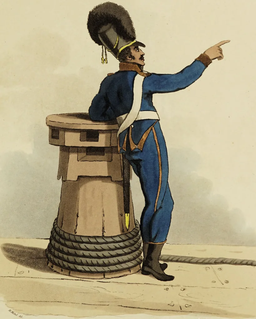 An illustration from Sketches of the country, character, and costume, in Portugal and Spain, made during the campaign, and on the route of the British army, in 1808 and 1809 / Engraved and coloured from the drawings by the Rev. William Bradford ... ; with incidental illustration, and appropriate descriptions, of each subject., 1809, leaf 197