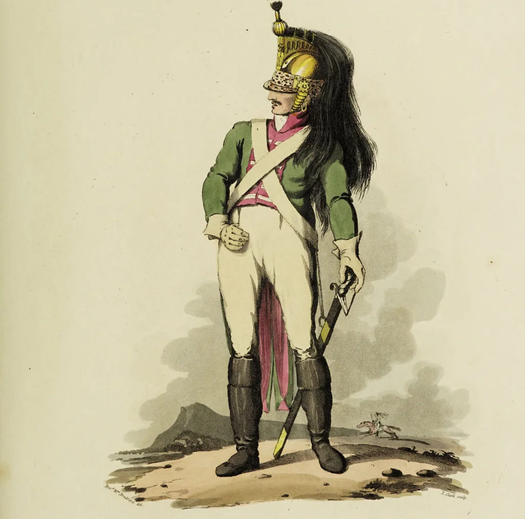An illustration from Sketches of the country, character, and costume, in Portugal and Spain, made during the campaign, and on the route of the British army, in 1808 and 1809 / Engraved and coloured from the drawings by the Rev. William Bradford ... ; with incidental illustration, and appropriate descriptions, of each subject., 1809, leaf 201