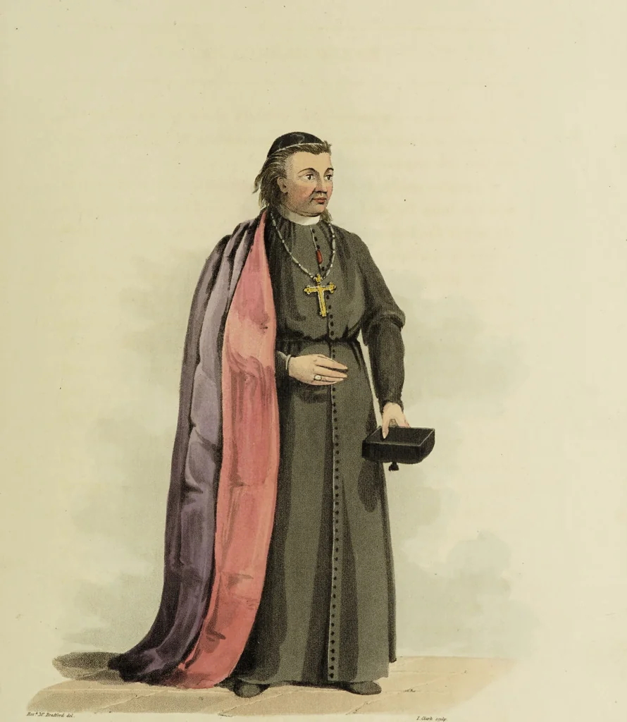 An illustration from Sketches of the country, character, and costume, in Portugal and Spain, made during the campaign, and on the route of the British army, in 1808 and 1809 / Engraved and coloured from the drawings by the Rev. William Bradford ... ; with incidental illustration, and appropriate descriptions, of each subject., 1809, leaf 77