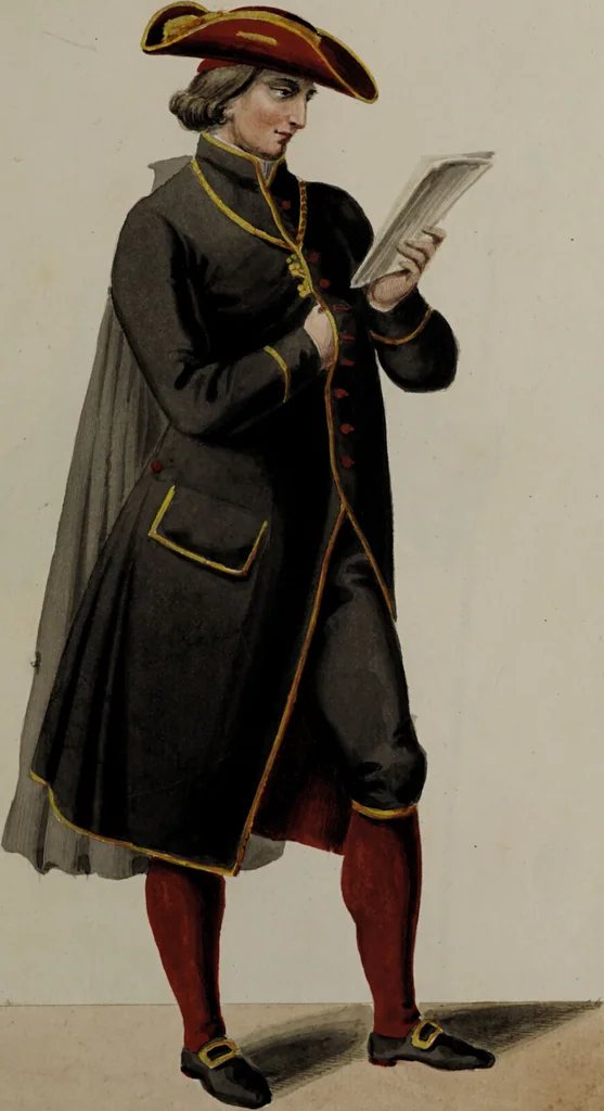 An illustration from Raccolta dei principali costumi religiosi e militari della corte pontificia, disegnati ... / da S. Marroni., 1840, leaf 25