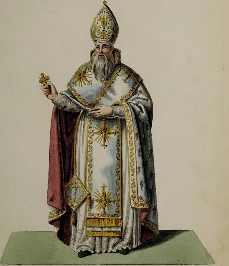 An illustration from Raccolta dei principali costumi religiosi e militari della corte pontificia, disegnati ... / da S. Marroni., 1840, leaf 29