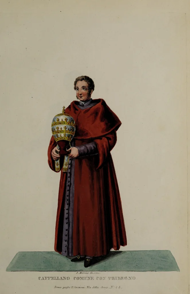 An illustration from Raccolta dei principali costumi religiosi e militari della corte pontificia, disegnati ... / da S. Marroni., 1840, leaf 41
