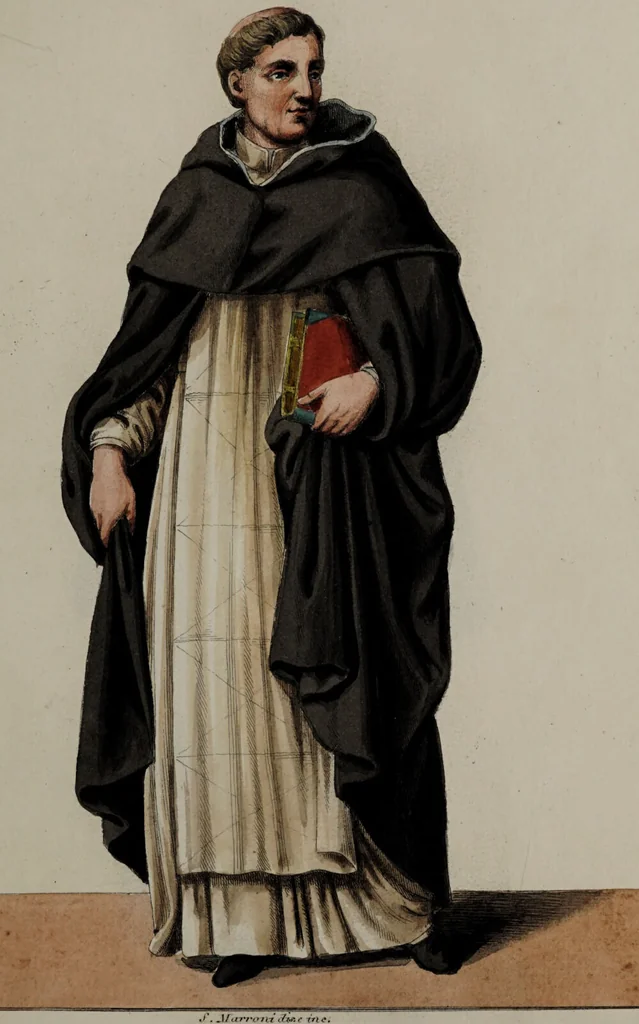 An illustration from Raccolta dei principali costumi religiosi e militari della corte pontificia, disegnati ... / da S. Marroni., 1840, leaf 47