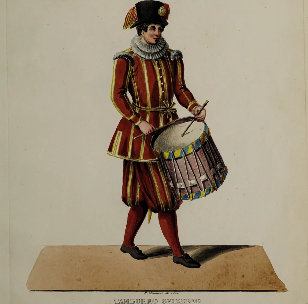 An illustration from Raccolta dei principali costumi religiosi e militari della corte pontificia, disegnati ... / da S. Marroni., 1840, leaf 59