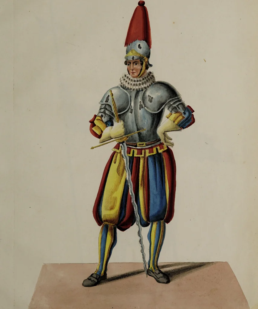 An illustration from Raccolta dei principali costumi religiosi e militari della corte pontificia, disegnati ... / da S. Marroni., 1840, leaf 69