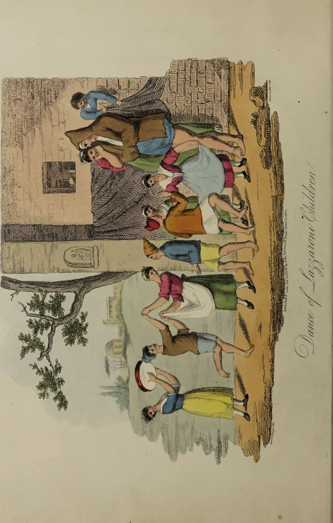An illustration from Italian scenery; representing the manners, customs, and amusements of the different states of Italy / containing thirty-two coloured engravings by James Godby, from the original drawings by P. van Lerberghi. The narrative by M. Buonaiuti., 1806, leaf 16