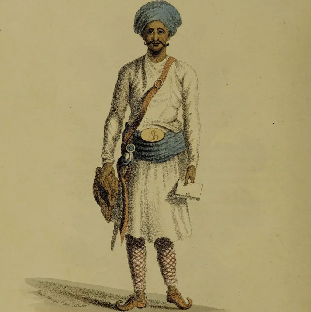 An illustration from The costume of Hindostan, elucidated by sixty coloured engravings / with descriptions in English and French, taken in the years 1798 and 1799. By Balt. Solvyns, of Calcutta., 1804, leaf 104
