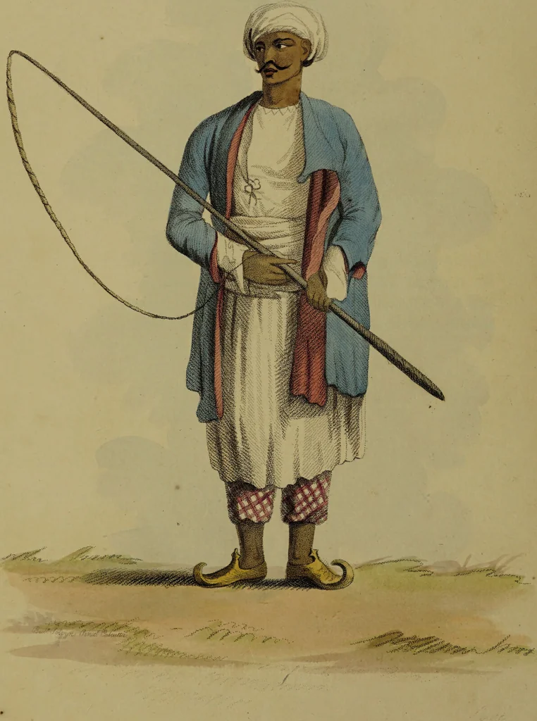 An illustration from The costume of Hindostan, elucidated by sixty coloured engravings / with descriptions in English and French, taken in the years 1798 and 1799. By Balt. Solvyns, of Calcutta., 1804, leaf 108