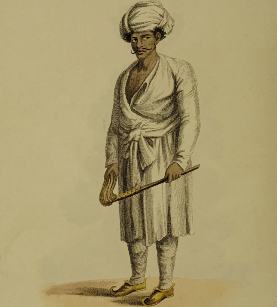 An illustration from The costume of Hindostan, elucidated by sixty coloured engravings / with descriptions in English and French, taken in the years 1798 and 1799. By Balt. Solvyns, of Calcutta., 1804, leaf 120