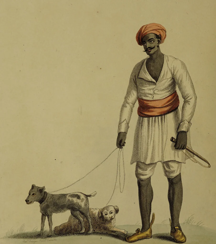 An illustration from The costume of Hindostan, elucidated by sixty coloured engravings / with descriptions in English and French, taken in the years 1798 and 1799. By Balt. Solvyns, of Calcutta., 1804, leaf 124