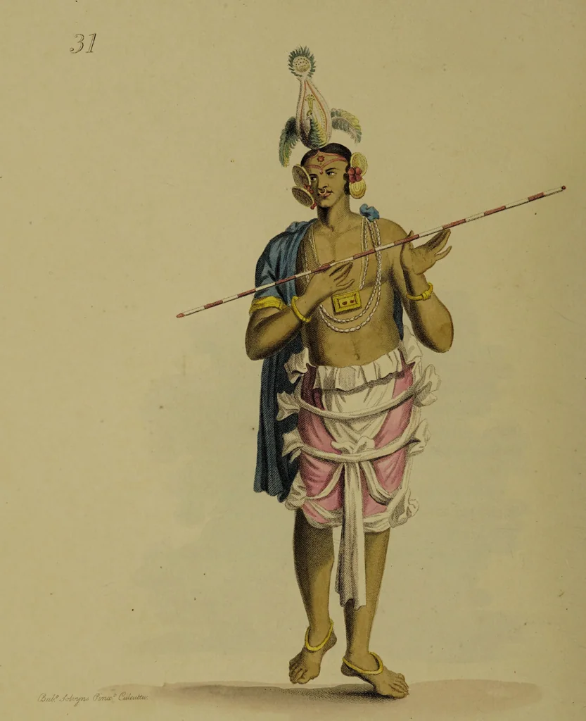 An illustration from The costume of Hindostan, elucidated by sixty coloured engravings / with descriptions in English and French, taken in the years 1798 and 1799. By Balt. Solvyns, of Calcutta., 1804, leaf 140