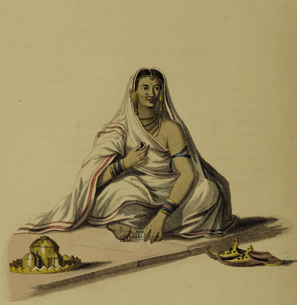 An illustration from The costume of Hindostan, elucidated by sixty coloured engravings / with descriptions in English and French, taken in the years 1798 and 1799. By Balt. Solvyns, of Calcutta., 1804, leaf 160