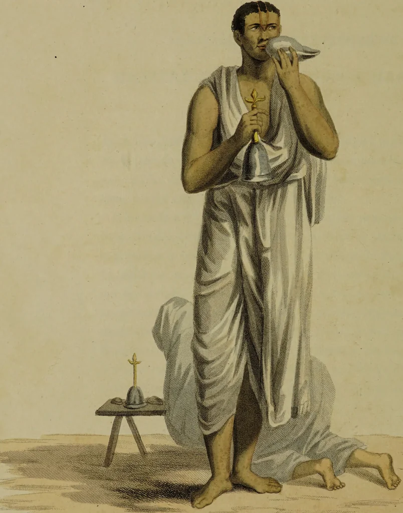 An illustration from The costume of Hindostan, elucidated by sixty coloured engravings / with descriptions in English and French, taken in the years 1798 and 1799. By Balt. Solvyns, of Calcutta., 1804, leaf 200