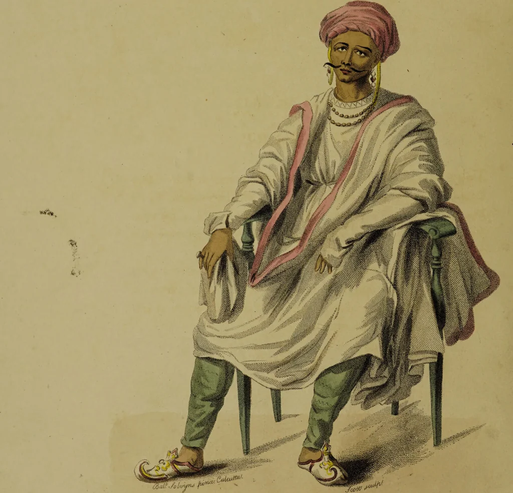 An illustration from The costume of Hindostan, elucidated by sixty coloured engravings / with descriptions in English and French, taken in the years 1798 and 1799. By Balt. Solvyns, of Calcutta., 1804, leaf 24