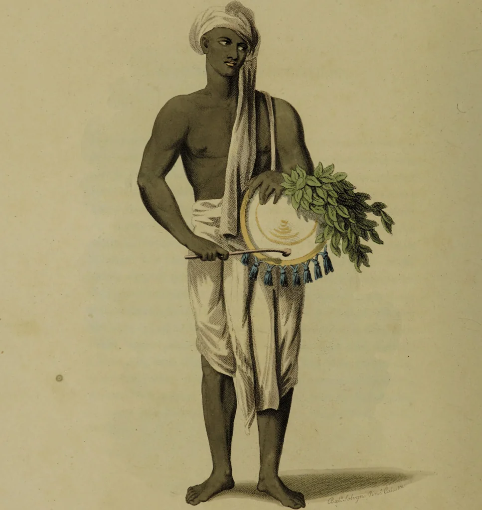 An illustration from The costume of Hindostan, elucidated by sixty coloured engravings / with descriptions in English and French, taken in the years 1798 and 1799. By Balt. Solvyns, of Calcutta., 1804, leaf 244