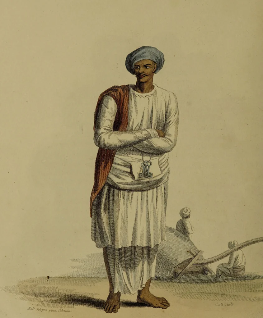 An illustration from The costume of Hindostan, elucidated by sixty coloured engravings / with descriptions in English and French, taken in the years 1798 and 1799. By Balt. Solvyns, of Calcutta., 1804, leaf 36