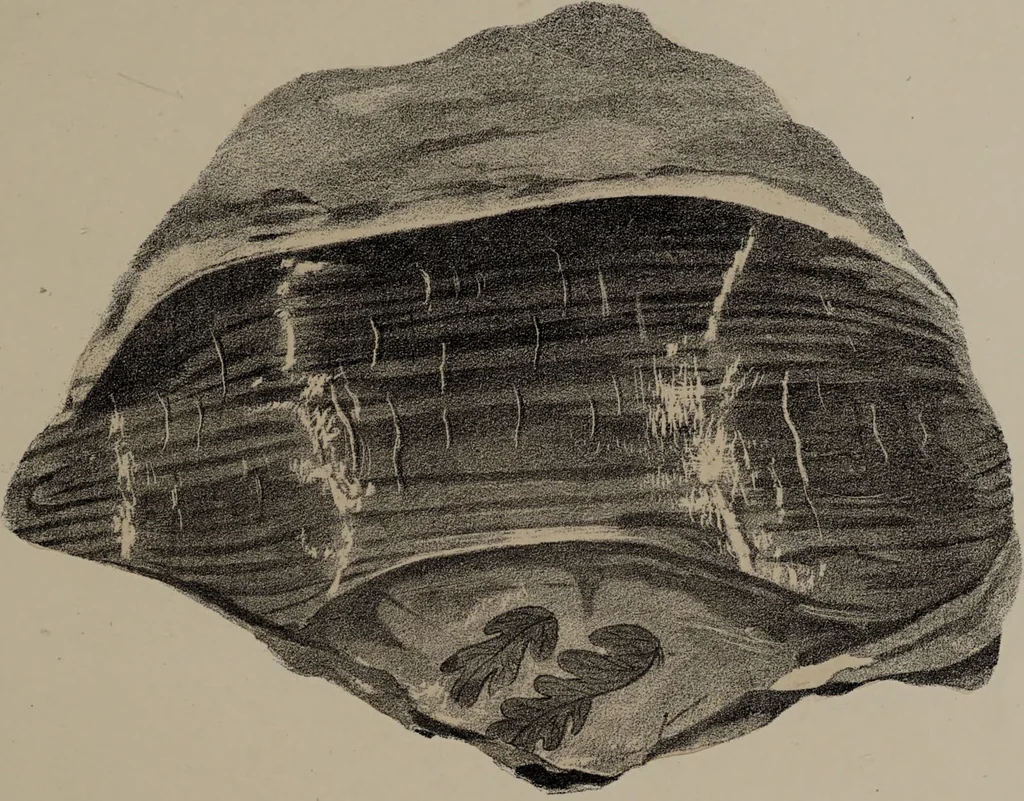 An illustration from A collection of geological facts and practical observations, intended to elucidate the formation of the Ashby Coal-field. In the parish of Ashby-de-la-Zouch and the neighbouring district; being the result of forty years' esperience and research / By Edward Mammatt. Illustrated by a map and profiles, coloured sections of the stratification and one hundred and two plates of vegetable fossils, after drewings taken from nature, by Robert Ironmonger., 1834, leaf 237