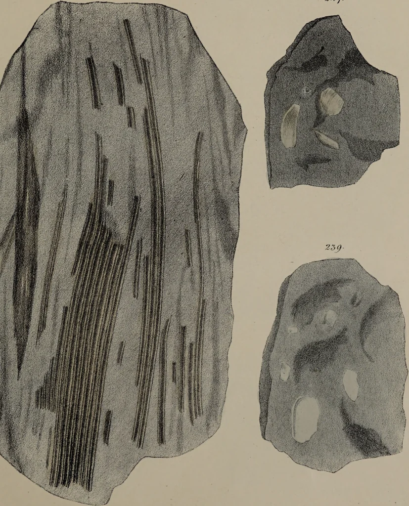 An illustration from A collection of geological facts and practical observations, intended to elucidate the formation of the Ashby Coal-field. In the parish of Ashby-de-la-Zouch and the neighbouring district; being the result of forty years' esperience and research / By Edward Mammatt. Illustrated by a map and profiles, coloured sections of the stratification and one hundred and two plates of vegetable fossils, after drewings taken from nature, by Robert Ironmonger., 1834, leaf 269