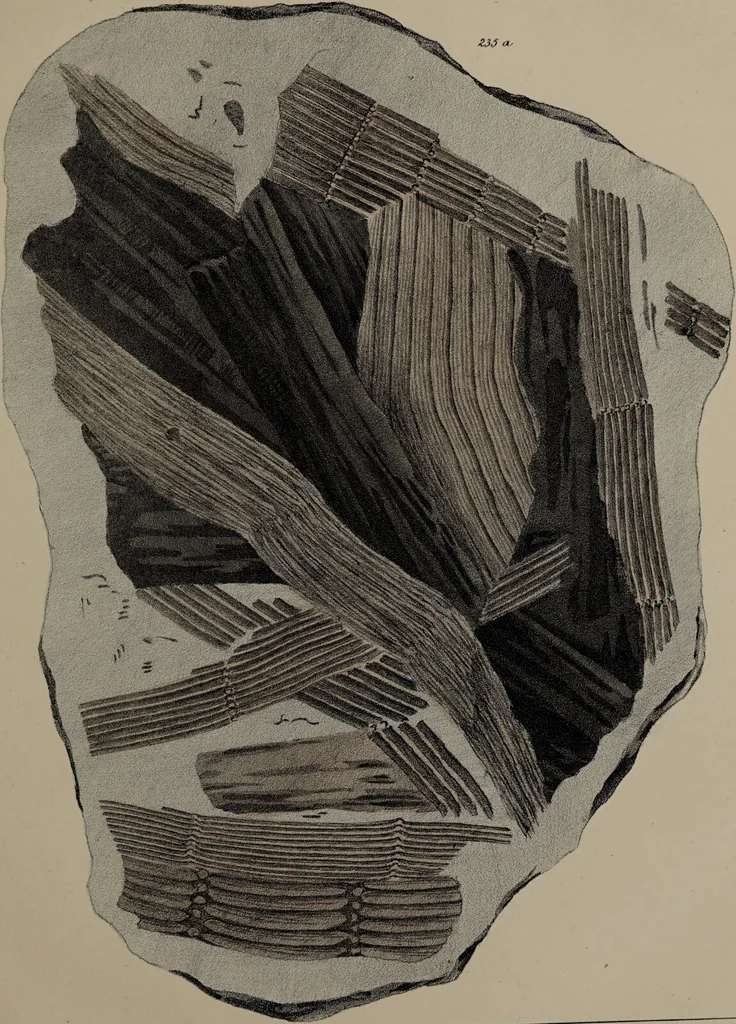 An illustration from A collection of geological facts and practical observations, intended to elucidate the formation of the Ashby Coal-field. In the parish of Ashby-de-la-Zouch and the neighbouring district; being the result of forty years' esperience and research / By Edward Mammatt. Illustrated by a map and profiles, coloured sections of the stratification and one hundred and two plates of vegetable fossils, after drewings taken from nature, by Robert Ironmonger., 1834, leaf 315