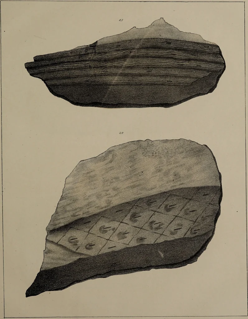 An illustration from A collection of geological facts and practical observations, intended to elucidate the formation of the Ashby Coal-field. In the parish of Ashby-de-la-Zouch and the neighbouring district; being the result of forty years' esperience and research / By Edward Mammatt. Illustrated by a map and profiles, coloured sections of the stratification and one hundred and two plates of vegetable fossils, after drewings taken from nature, by Robert Ironmonger., 1834, leaf 353