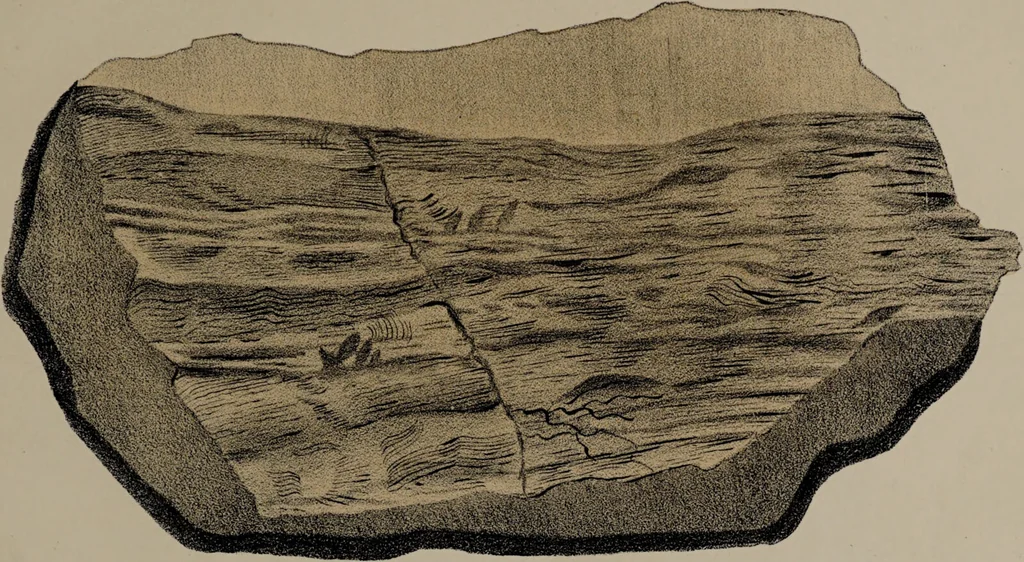 An illustration from A collection of geological facts and practical observations, intended to elucidate the formation of the Ashby Coal-field. In the parish of Ashby-de-la-Zouch and the neighbouring district; being the result of forty years' esperience and research / By Edward Mammatt. Illustrated by a map and profiles, coloured sections of the stratification and one hundred and two plates of vegetable fossils, after drewings taken from nature, by Robert Ironmonger., 1834, leaf 355