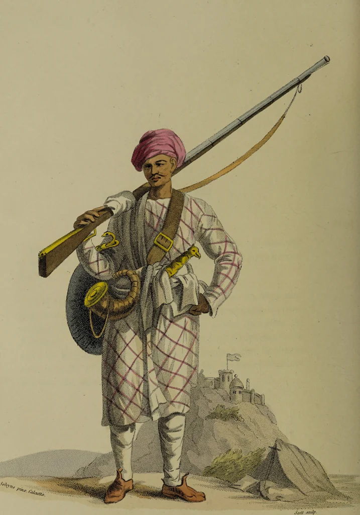 An illustration from The costume of Indostan, elucidated by sixty coloured engravings; with descriptions in English and French, taken in the years 1798 and 1799 / By Balt. Solvyns., 1804, leaf 144