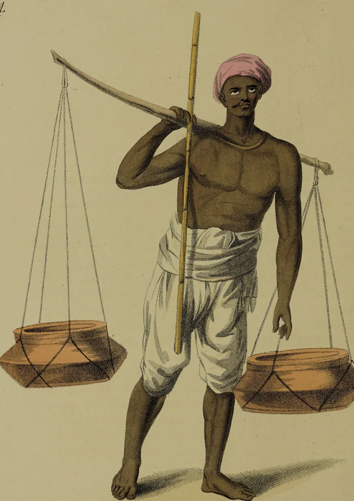 An illustration from The costume of Indostan, elucidated by sixty coloured engravings; with descriptions in English and French, taken in the years 1798 and 1799 / By Balt. Solvyns., 1804, leaf 32