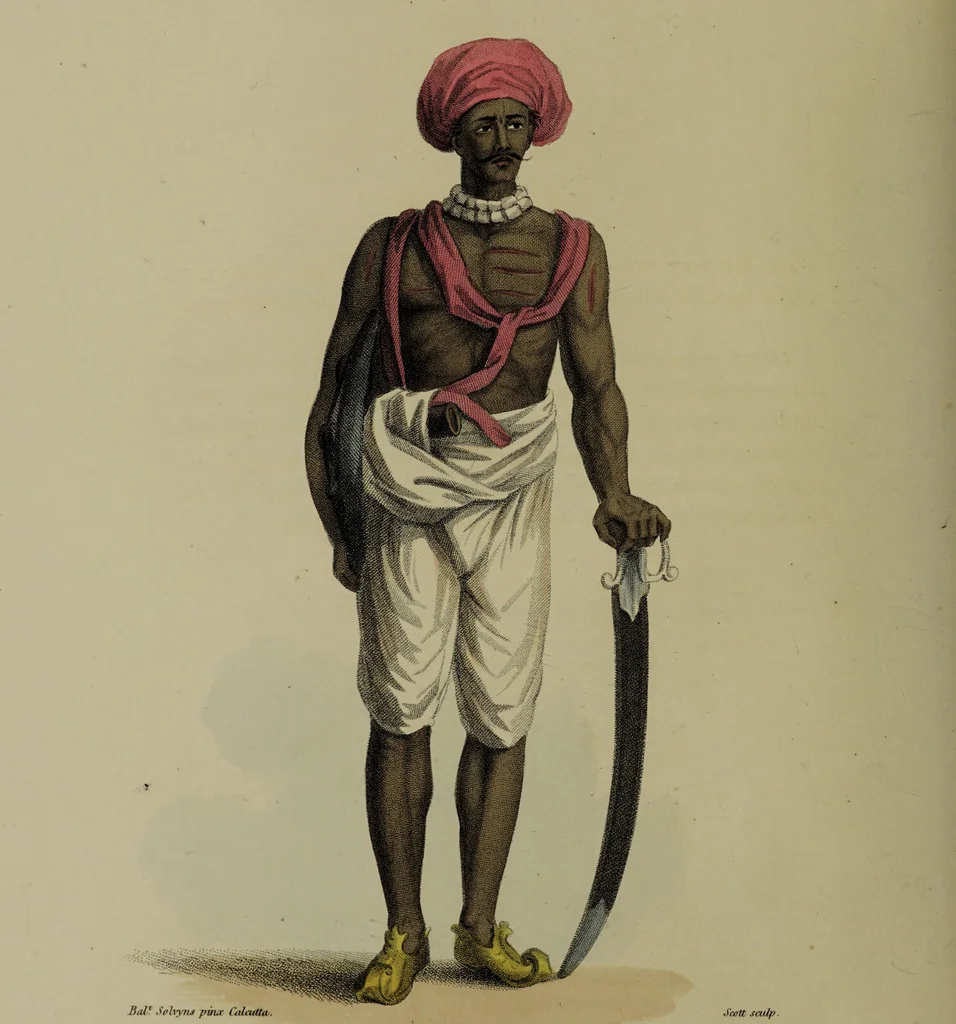 An illustration from The costume of Indostan, elucidated by sixty coloured engravings; with descriptions in English and French, taken in the years 1798 and 1799 / By Balt. Solvyns., 1804, leaf 56