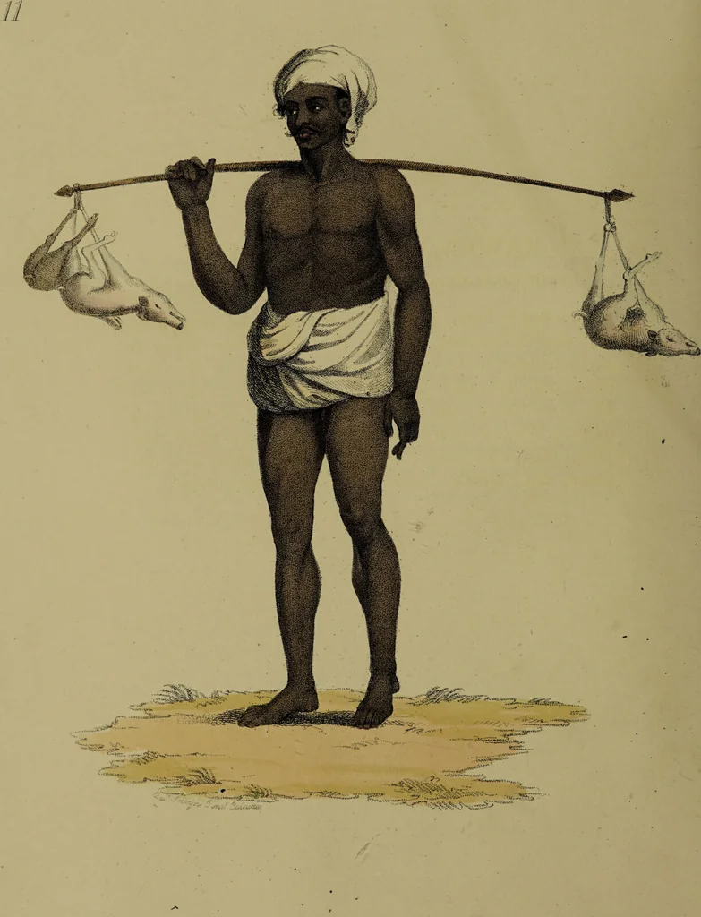 An illustration from The costume of Indostan, elucidated by sixty coloured engravings; with descriptions in English and French, taken in the years 1798 and 1799 / By Balt. Solvyns., 1804, leaf 60