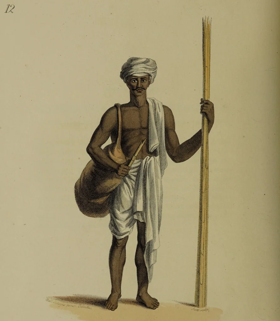 An illustration from The costume of Indostan, elucidated by sixty coloured engravings; with descriptions in English and French, taken in the years 1798 and 1799 / By Balt. Solvyns., 1804, leaf 64