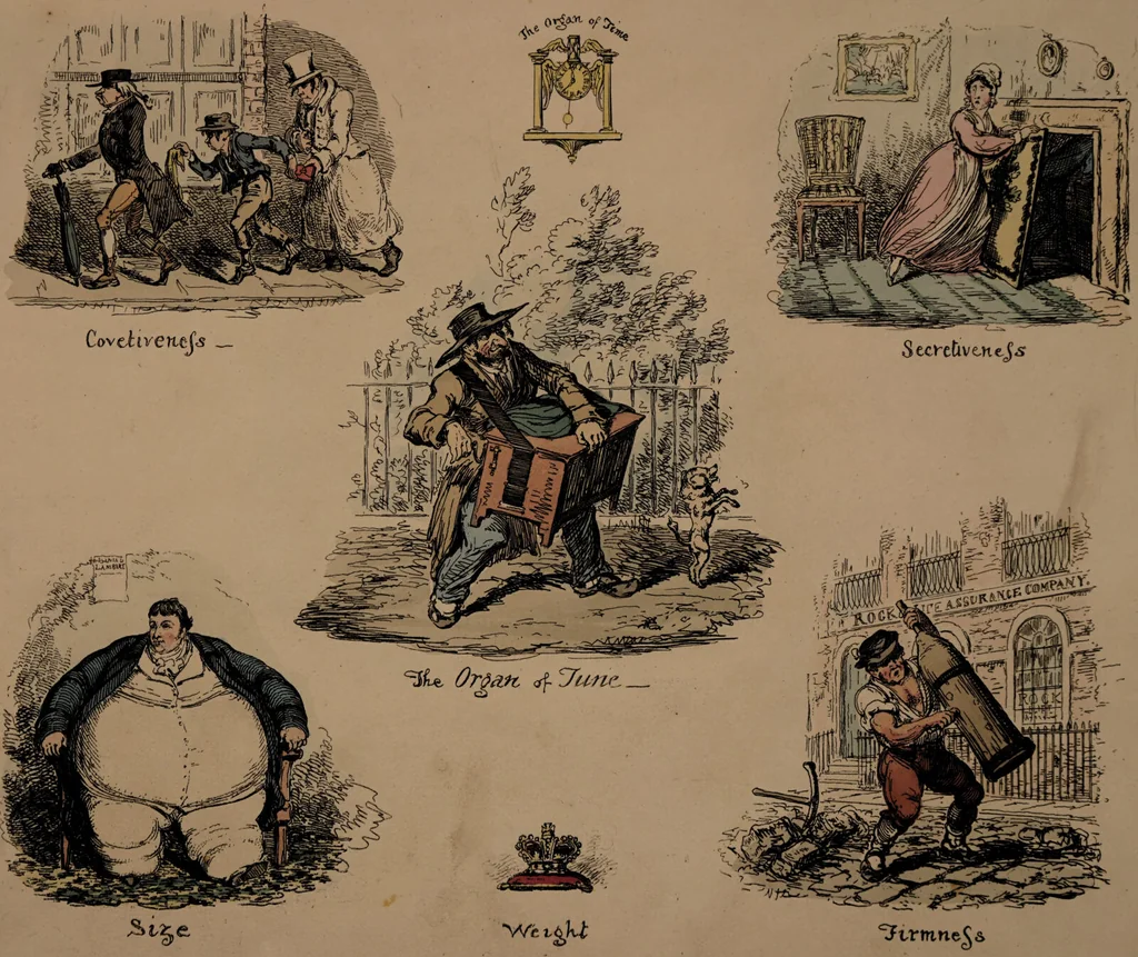 An illustration from Phrenological illustrations, or an artist's view of the craniological system of Doctors Gall and Spurzheim / By George Cruikshank., 1827, leaf 17