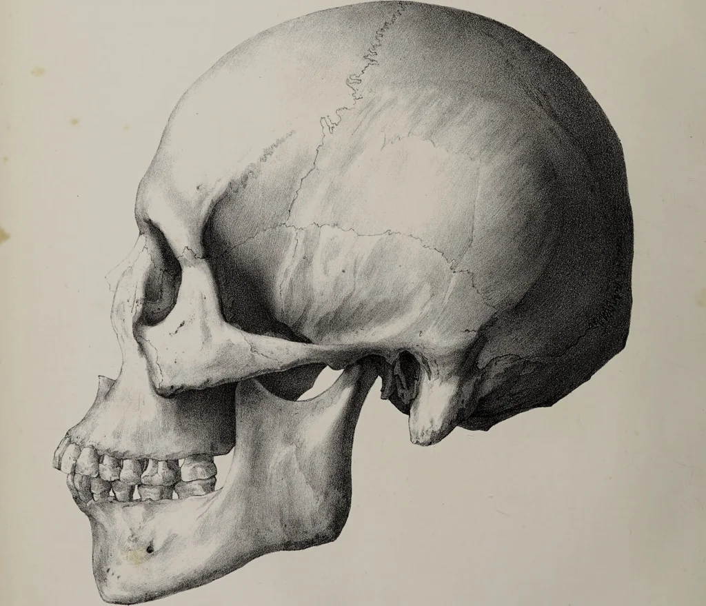 An illustration from Atlas der Cranioscopie, oder, Abbildungen der Schaedel- und Antlitzformen beruehmter oder sonst merkwuerdiger Personen / von Carl Gustav Carus., 1843, leaf 42