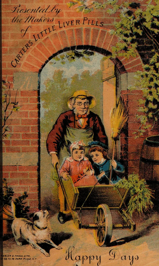 An illustration from Happy days / presented by the makers of Carter's Little Liver Pills., 1882, leaf 1
