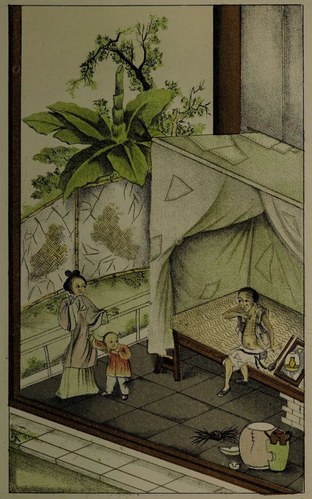 An illustration from The Chinese opium smoker. Twelve illustrations; facsimiles of native drawings / with a translation of the original Chinese text accompanying them, and appendices., 1881, leaf 25