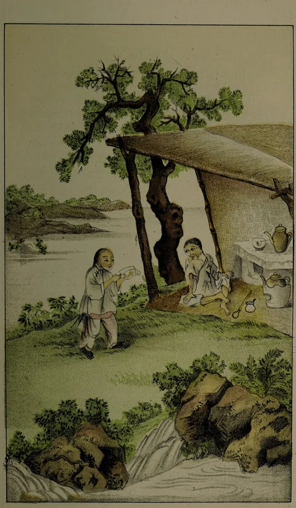 An illustration from The Chinese opium smoker. Twelve illustrations; facsimiles of native drawings / with a translation of the original Chinese text accompanying them, and appendices., 1881, leaf 27