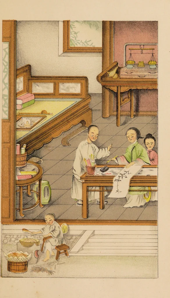 An illustration from The Chinese opium smoker : Twelve coloured illustrations showing the ruin which our opium trade with China is bringing upon that country., 1875, leaf 13