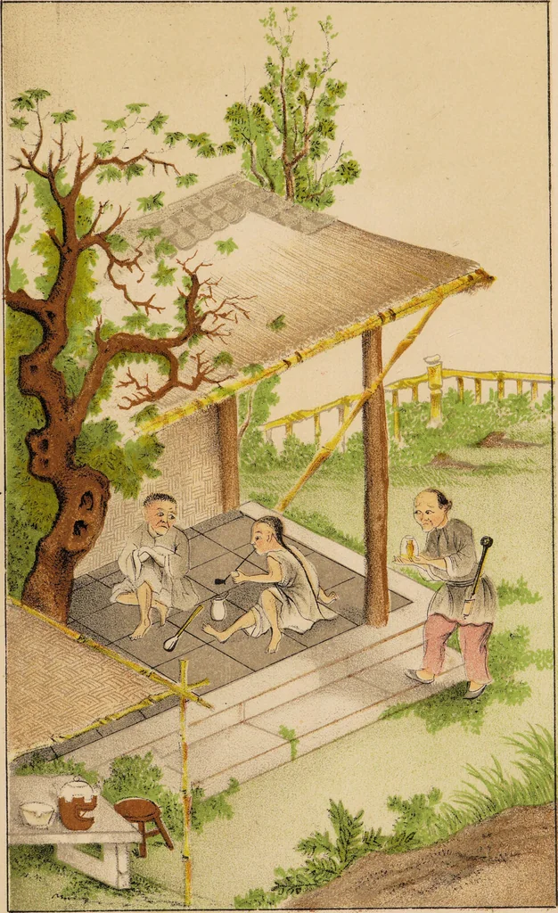 An illustration from The Chinese opium smoker : Twelve coloured illustrations showing the ruin which our opium trade with China is bringing upon that country., 1875, leaf 19
