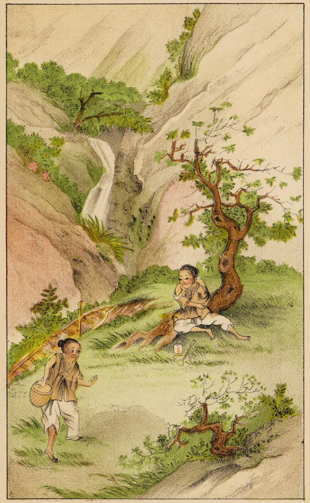 An illustration from The Chinese opium smoker : Twelve coloured illustrations showing the ruin which our opium trade with China is bringing upon that country., 1875, leaf 27