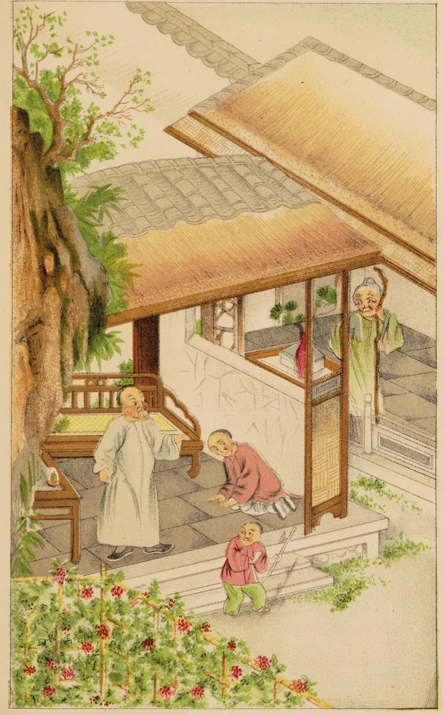 An illustration from The Chinese opium smoker : Twelve coloured illustrations showing the ruin which our opium trade with China is bringing upon that country., 1875, leaf 9