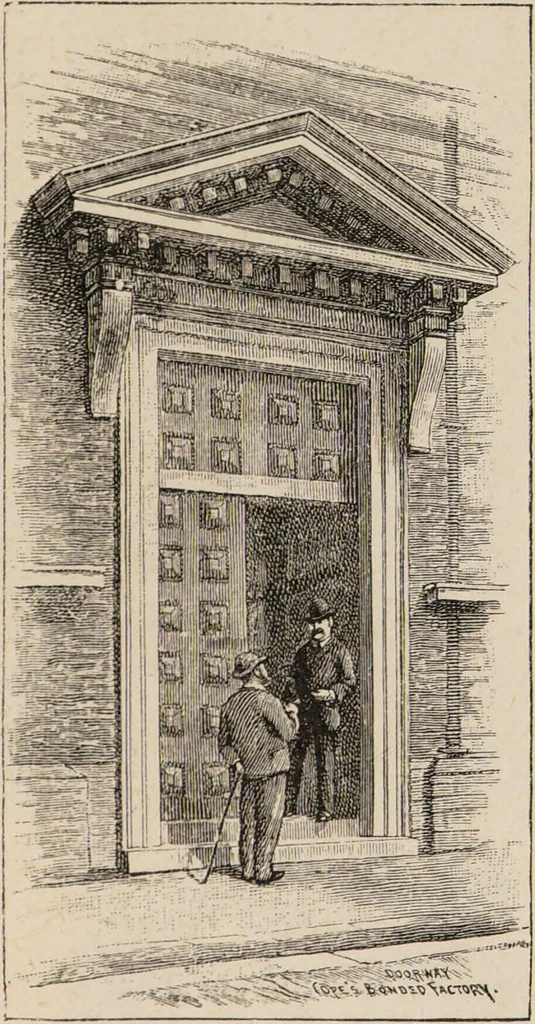 An illustration from The story of Sir Walter Ralegh : and A day in a tobacco factory / by Joseph Hatton ; illustrated by John Wallace., 1893, leaf 59