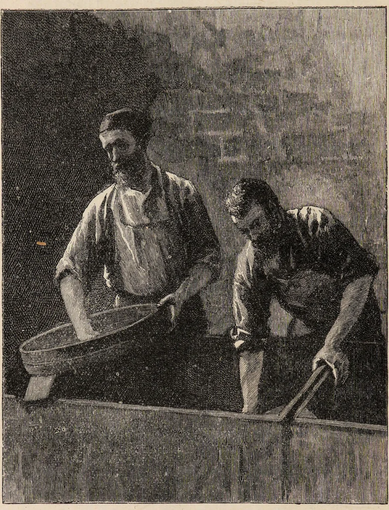 An illustration from The story of Sir Walter Ralegh : and A day in a tobacco factory / by Joseph Hatton ; illustrated by John Wallace., 1893, leaf 70
