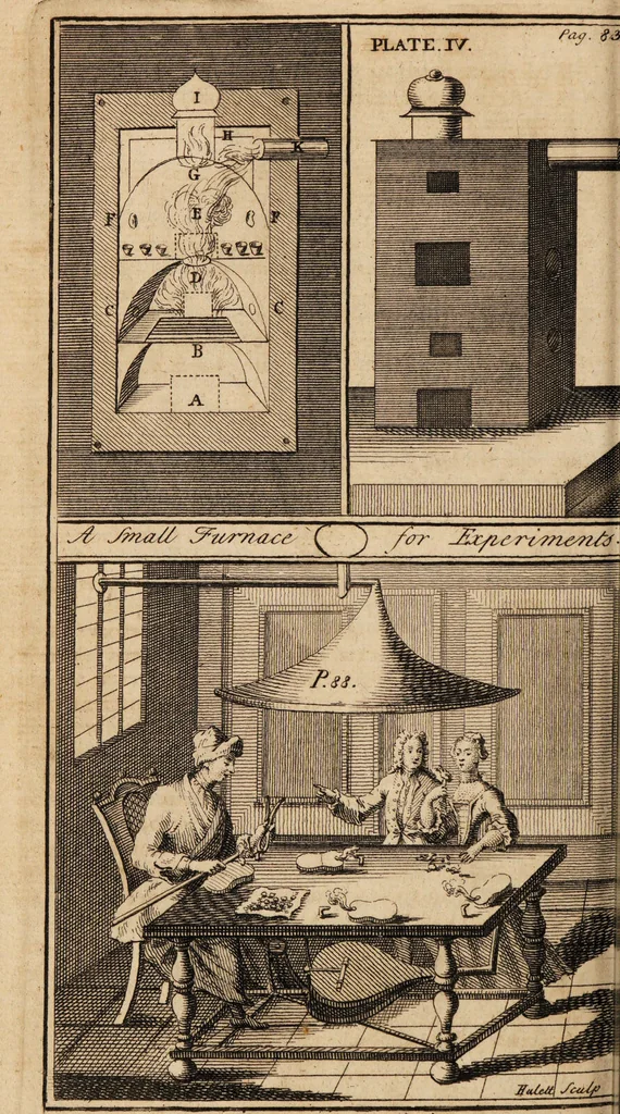 An illustration from The laboratory, or school of arts ... / Compiled from German, and other foreign authors. Illustrated with copper-plates. By G. Smith., 1755, leaf 104