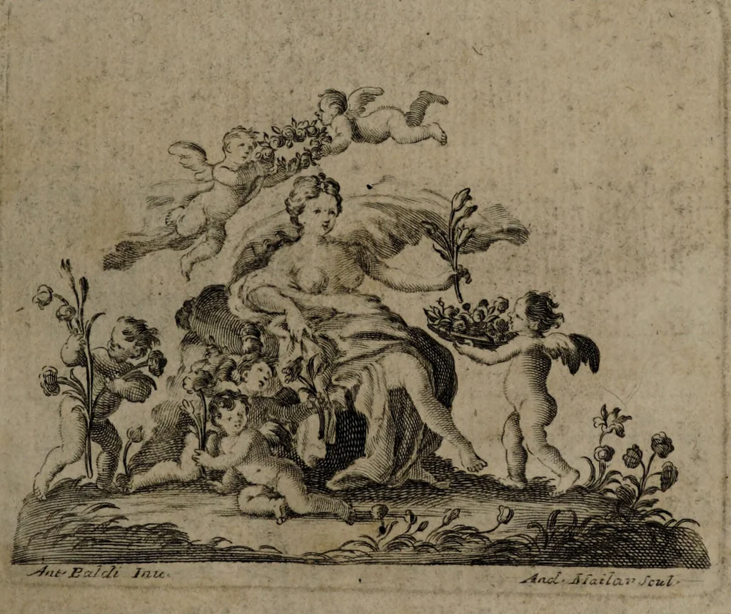 An illustration from Dissertazione in cui si investiga quali sieno le operazioni che dependono dalla magia diabolica e qvali qvelle che derivano dalle magie artificiale e naturale, e qual cautela si ha da usare nella malagevolezza di discernerle / di Costantino Grimaldi. [Edited by Ginesio Grimaldi]., 1751, leaf 7