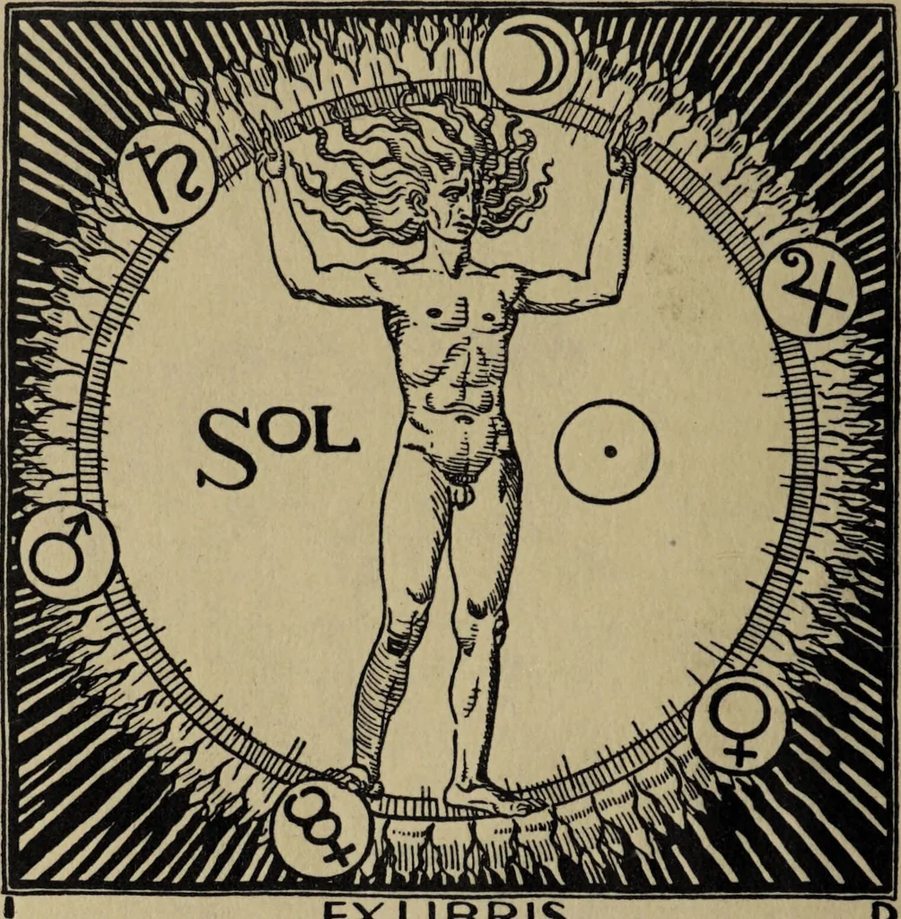 An illustration from Herrn Georgii von Welling Opus mago-cabbalisticum et theosophicum. Darinnen der Ursprung, Natur, Eigenschafften und Gebrauch des Saltzes, Schwefels und Mercurii, in dreyen Theilen beschrieben, und nebst sehr vielen sonderbahren mathematischen, theosophischen, magischen und mystischen Materien, auch die Erzeugung der Metallen und Mineralien, aus dem Grunde der Natur erwiesen wird; samt dem Haupt-Schlüssel des gantzen Wercks, und vielen curieusen mago-cabbalistischen Figuren : Deme noch beygefüget: ein Tractätlein von der Göttlichen Weissheit; und ein besonderer Anhang etlicher sehr rar- und kostbahrer chymischer Piecen / Nunmehro das erstemahl also zusammen zum Druck befördert von einem Liebhaber Göttlicher und natürlicher Geheimnüsse [C.S]., 1735, leaf 2