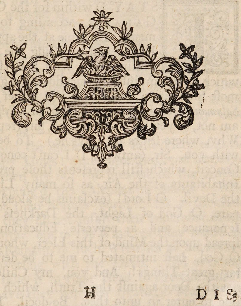 An illustration from The Count de Gabalis: being a diverting history of the Rosicrucian doctrine of spirits, viz. slyphs, salamanders, gnomes, and dæmons; shewing their various influences upon human bodies. Done from the Paris edition. To which is prefixed, Monsieur Bayle's account of this work: and of the sect of Rosicrucians ... / [ Villars]., 1714, leaf 61