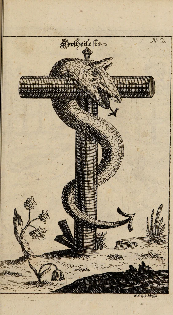 An illustration from R. Abrahami Eleazaris Uraltes chymisches Werk, welches ehedessen von dem Autore Theils in lateinischer und arabischer, Theils auch in chaldäischer und syrischer Sprache geschrieben, nachmahls von einem Anonymo in unsere deutsche Muttersprache übersetzet. Nun aber nebst zugehörigen Kupfern, Figuren ... ingleichen einigen philosophischen Regeln von dem Steine der Weisen zu Nutz und Gebrauch aller Liebhaber der edlen Hermetischen Philosophie, in II. Theilen zum öffentlichen Druck befördert worden durch Iulium Gervasium Schwartzburgicum, P. M. & I. P. E / [Abraham Eleazar]., 1760, leaf 299