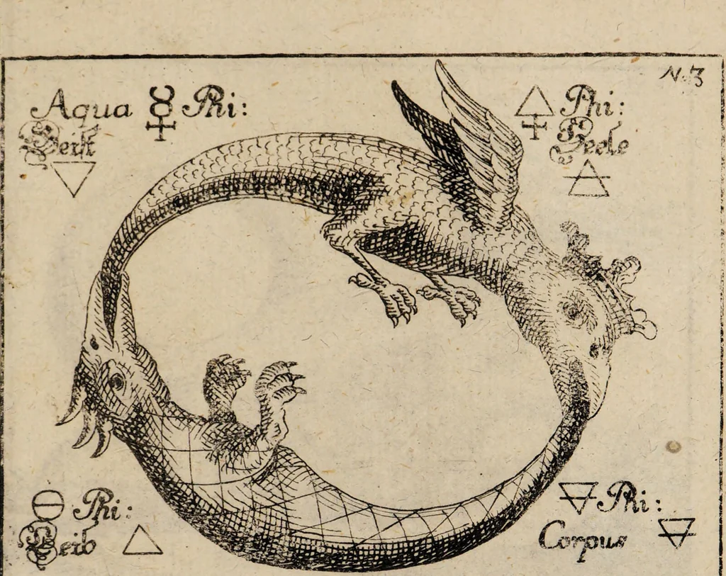 An illustration from R. Abrahami Eleazaris Uraltes chymisches Werk, welches ehedessen von dem Autore Theils in lateinischer und arabischer, Theils auch in chaldäischer und syrischer Sprache geschrieben, nachmahls von einem Anonymo in unsere deutsche Muttersprache übersetzet. Nun aber nebst zugehörigen Kupfern, Figuren ... ingleichen einigen philosophischen Regeln von dem Steine der Weisen zu Nutz und Gebrauch aller Liebhaber der edlen Hermetischen Philosophie, in II. Theilen zum öffentlichen Druck befördert worden durch Iulium Gervasium Schwartzburgicum, P. M. & I. P. E / [Abraham Eleazar]., 1760, leaf 311