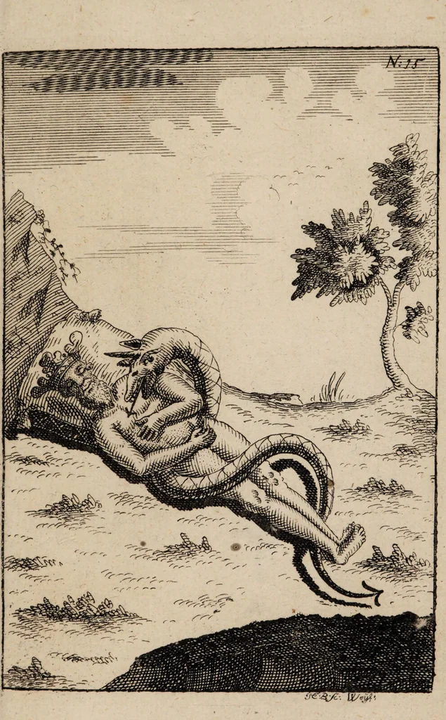An illustration from R. Abrahami Eleazaris Uraltes chymisches Werk, welches ehedessen von dem Autore Theils in lateinischer und arabischer, Theils auch in chaldäischer und syrischer Sprache geschrieben, nachmahls von einem Anonymo in unsere deutsche Muttersprache übersetzet. Nun aber nebst zugehörigen Kupfern, Figuren ... ingleichen einigen philosophischen Regeln von dem Steine der Weisen zu Nutz und Gebrauch aller Liebhaber der edlen Hermetischen Philosophie, in II. Theilen zum öffentlichen Druck befördert worden durch Iulium Gervasium Schwartzburgicum, P. M. & I. P. E / [Abraham Eleazar]., 1760, leaf 323