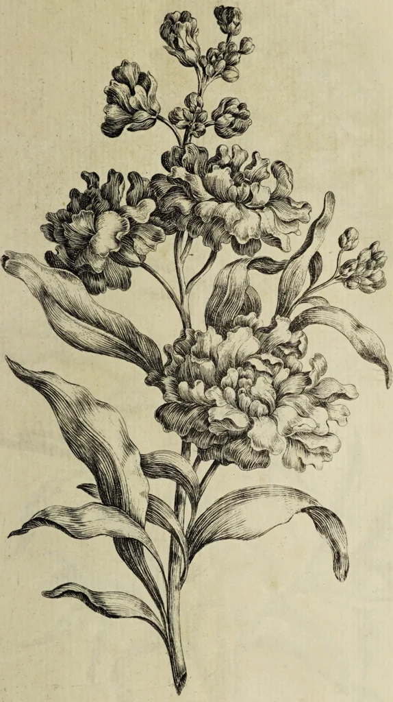 An illustration from The florist : containing sixty plates of the most beautiful flowers regularly dispos'd in their succession of blowing. To which is added an accurate description of their colours, with instructions for drawing & painting them according to nature : being a new work intended for the use & amusement of gentlemen and ladies delighting in that art., 1760, leaf 77